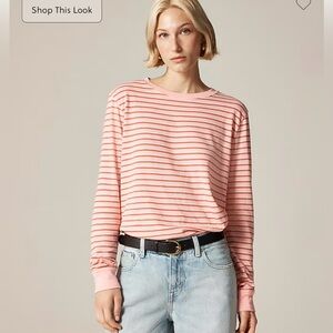J. Crew Pink Striped Long Sleeve Shirt